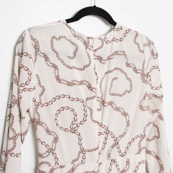 Veronica Beard Kersey Dress Chain Print Silk Ecru Brown 4 - Picture 5 of 8